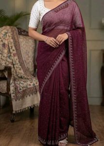 Elegant Burgundy Saree