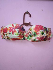 Floral Strapless Bikini Top