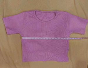 Cute Pink Ribbed Crop Top