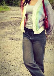 Rainbow Striped Knit Cardigan