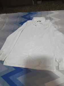 Men's White Textured Long Sleeve Shirt