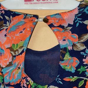 Navy Floral Print Dress