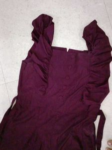Beautiful Plum Dress with Ruffle Sleeves