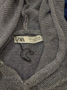 ZARA TOP (NEVER WORN)Mesh details Sky blue