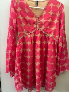 SASSAFRAS Pink Polka Dot dress