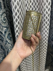 Elegant Gold Embellished Clutch Bag