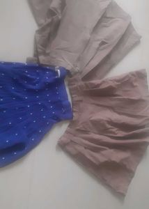Uniform - 2 brown pleated skirts+free blue skirt