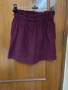Burgundy Corduroy A-Line Skirt