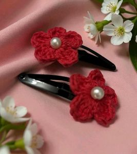 Crochet Flower Hair Clips