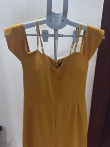 Mustard Yellow Jumpsuit with Cap Sleeves