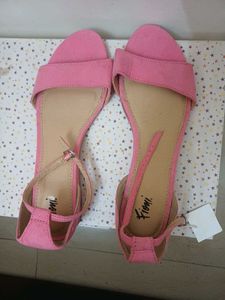 Pink Suede Flat Sandals