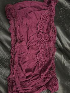 Maroon Crochet Off-Shoulder Top