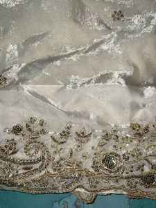 Embellished White Ethnic Blouse saree