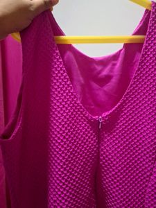 Vibrant Pink Textured Fit &amp; Flare Dress xl size