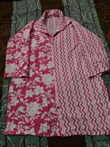 Pink Floral &amp; Zigzag Print Kurta