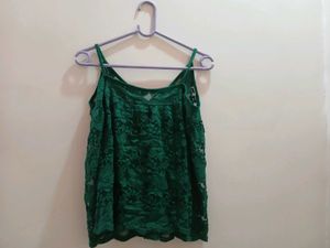 Green Floral Lace Cami Top