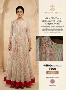 Bespoke Cotton Silk Wedding Party Gown Bust 40inch