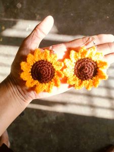 Sunflower Crochet Earrings