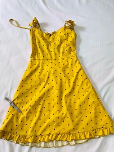 Yellow Polka Dot Mini Dress