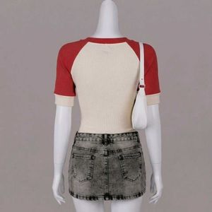 Cute Strawberry Graphic Ringer Tee