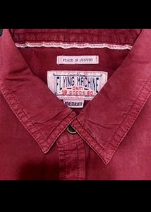 Flying Machine Maroon Denim Shirt