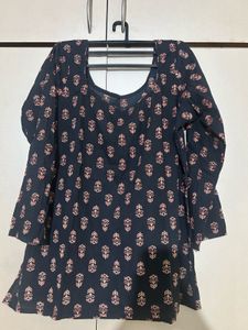 Black Digital Floral Printed Kurti