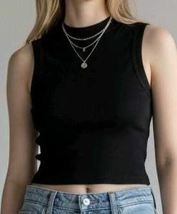Sleek Black Ribbed Sleeveless Top