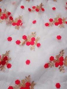 beautiful White Lehenga Choli with Red Embroidery❤