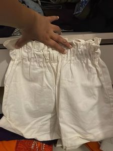 White Paperbag Waist Shorts