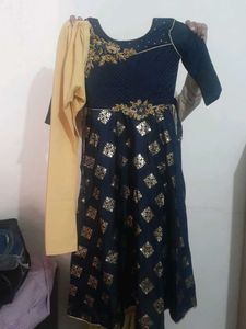 Elegant navy blue  Lehenga Choli with Gold Print