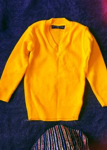 V-Neck Yellow Sweater