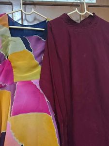 Vibrant Block Print Kurta with Maroon Top