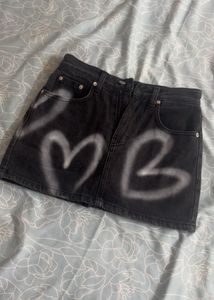 Heart Design Denim Mini devider Skirt