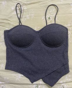 Grey Corset Style Crop Top