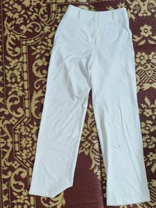 White Straight Leg High Waisted Pants