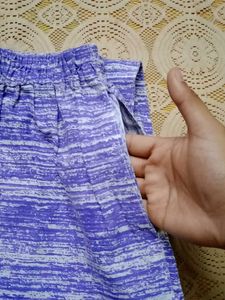 Purple Striped Straight Palazzo Pants