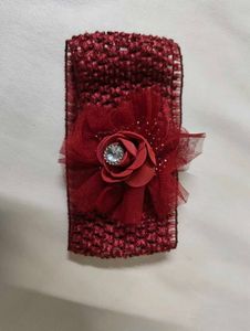 Maroon Baby Headband with Flower