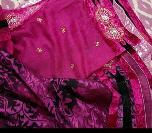 Stunning Magenta Embellished Saree