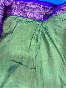Green Violet  Embroidery Sari With Blouse