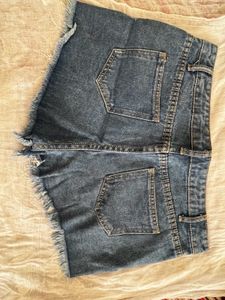 Denim ribbed shorts