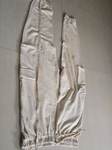 Cream Cargo Jogger Pants