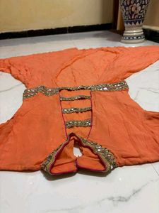 Orange  Mirror Work desighner dress