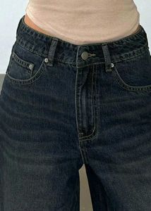 Vitange style Wide Leg Blue Denim Jeans
