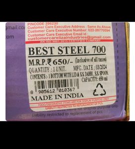 Pack Of 1 Stainless Steel Lunch Box....♥️