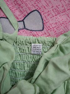 Light Green Tie-Front Crop Top