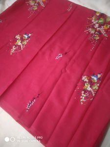 Vintage Floral Print Fabric Saree