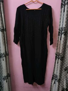 Elegant Black Embellished Kurta