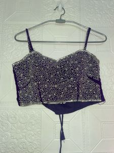 Embellished Purple Velvet Blouse