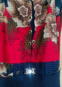 Vintage Floral Print Button-Up Dress