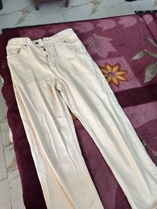 Cream Wide Leg Jeans